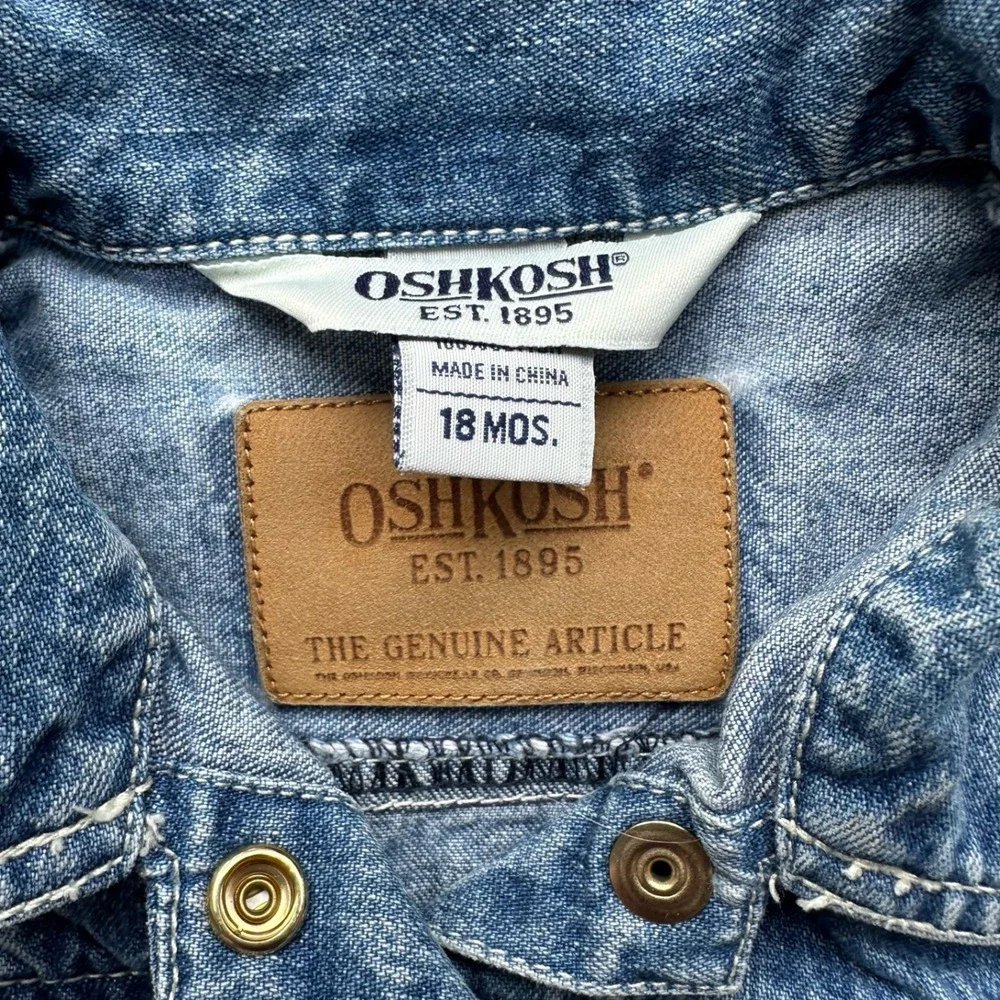 Oshkosh Blue Star Embroidered Button Flap Denim Jackets Size 18M